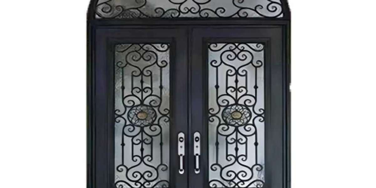 Manufacturing process of wrought iron double gate door